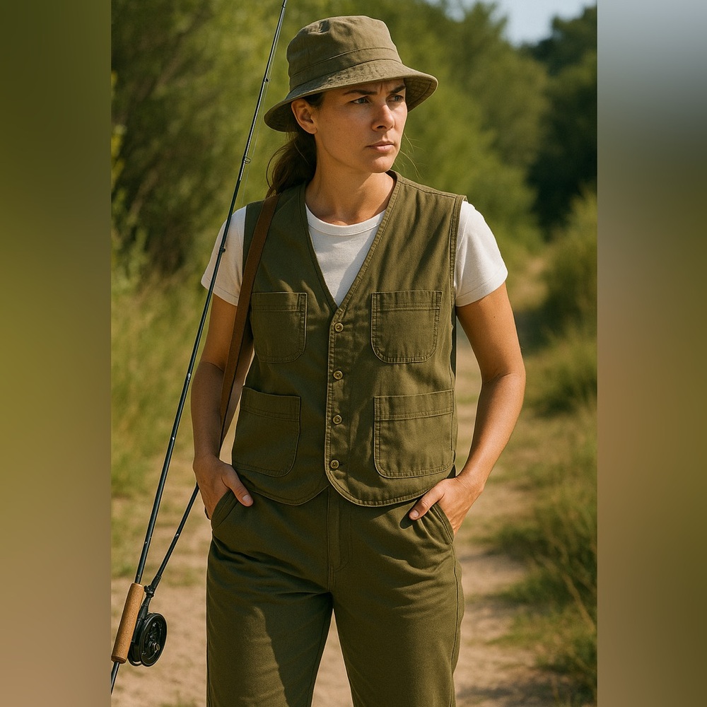 Outback Gear Safari Utility Vest & Pants Olive Green Outdoor Hiking Set S/10